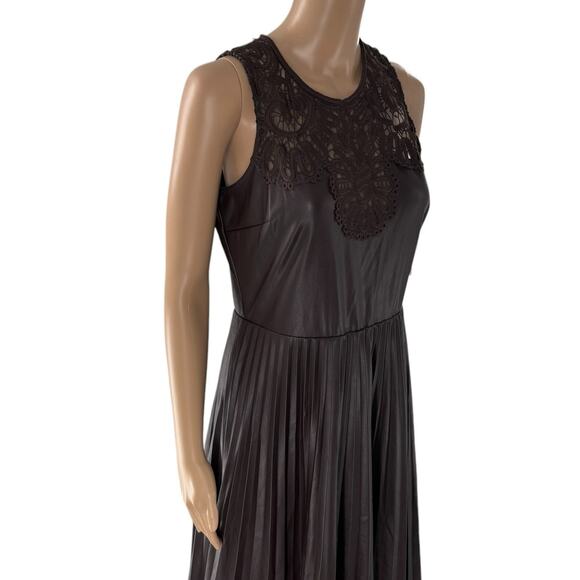 Boston Proper Brown Sleeveless Faux Leather Midi Dress - Picture 6 of 12